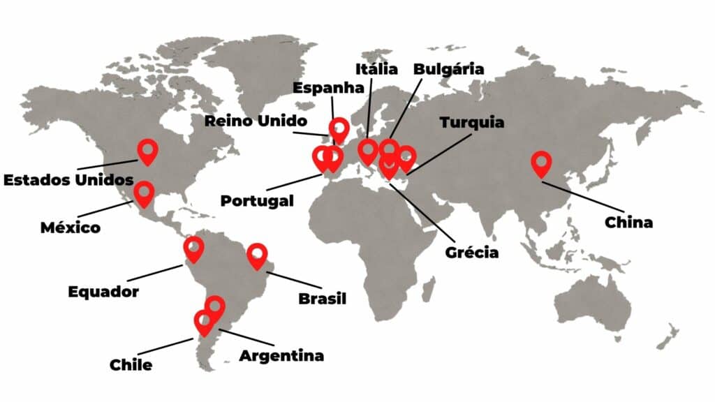 Países onde a Jofesa tem clientes no mundo - Mapa