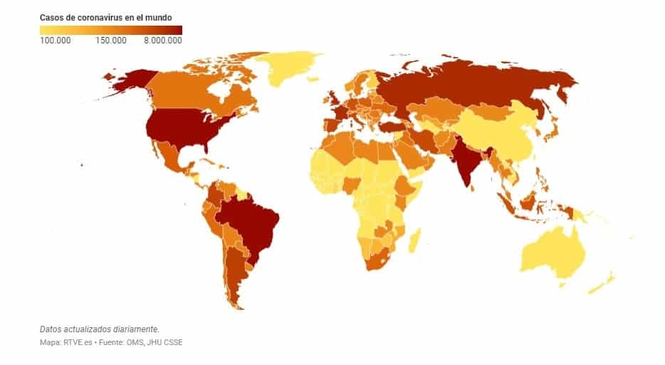 Casos Covid en el mundo - Mapa - Blog